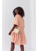 Loose dress with puffy sleeves, mustard FG639 - Online store - Boutique